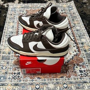 Nike Women's Dunk Low Twist Dark Brown and White Sneakers